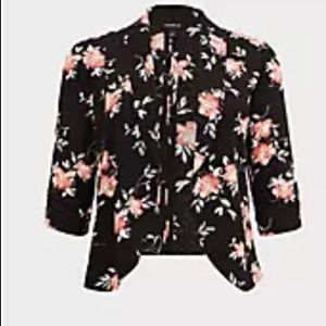 Black Leopard & floral crepe blazer